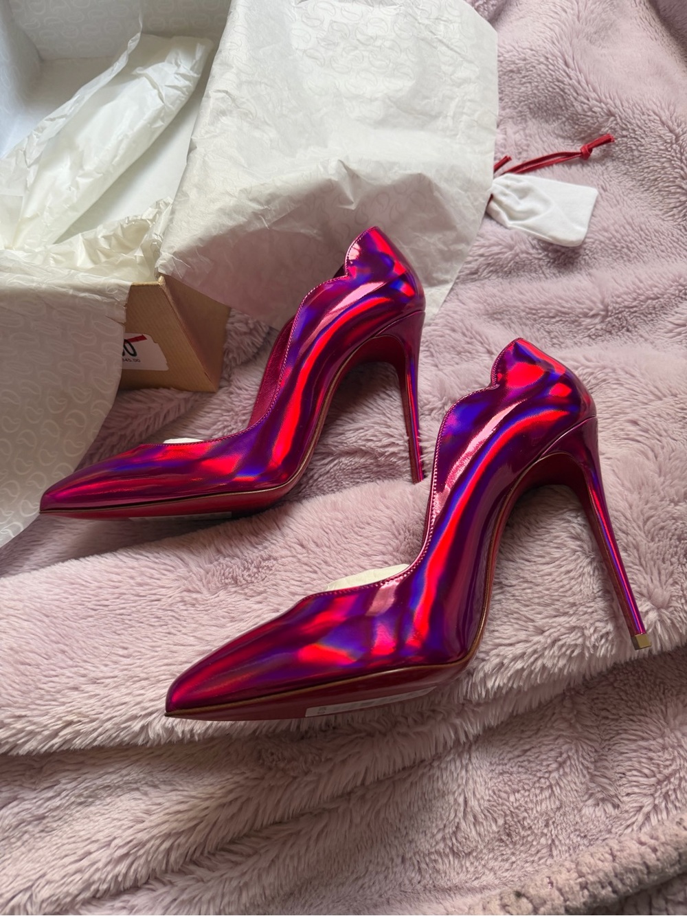 Hot Chick 100 Christian Louboutin Iridescent Pink Stiletto Pumps Size 37.5
